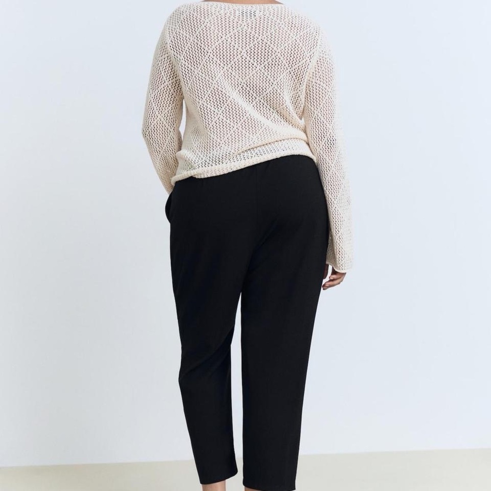 Mango Black Straight Leg Flowy Trouser Pants Small - Picture 4 of 8